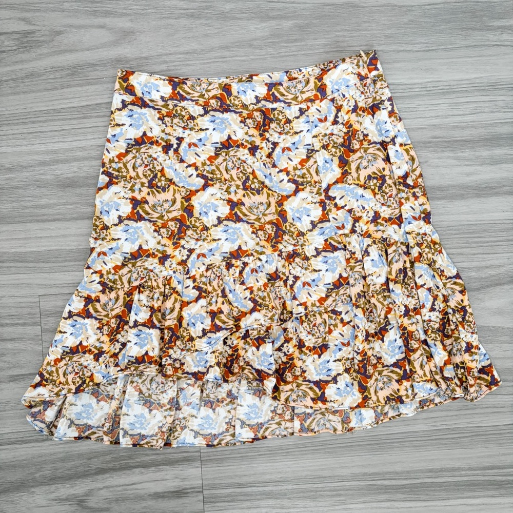 Free People Nadia Yellow Floral Print Ruffled Wrap Mini Skirt - Picture 13 of 15